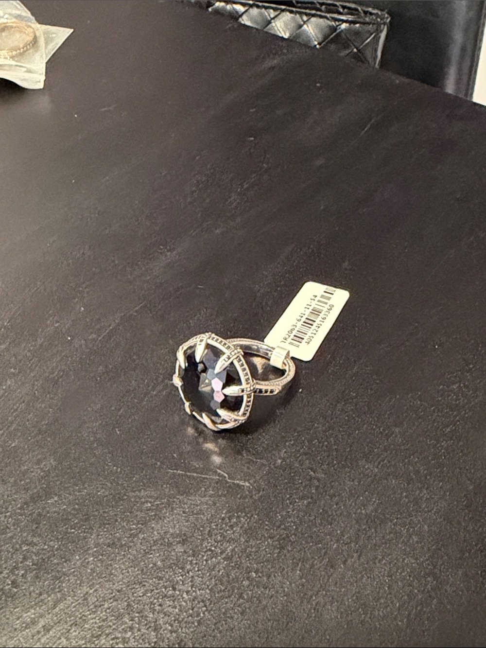 Thomas Sabo Silver Ring with Black Faceted Crystal